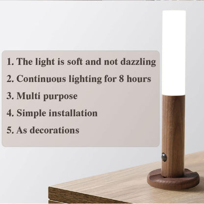 Magnetic Wireless LED Night Light with Motion Sensor – Sleek Wood Design for Hallways, Porches, Cabinets & More